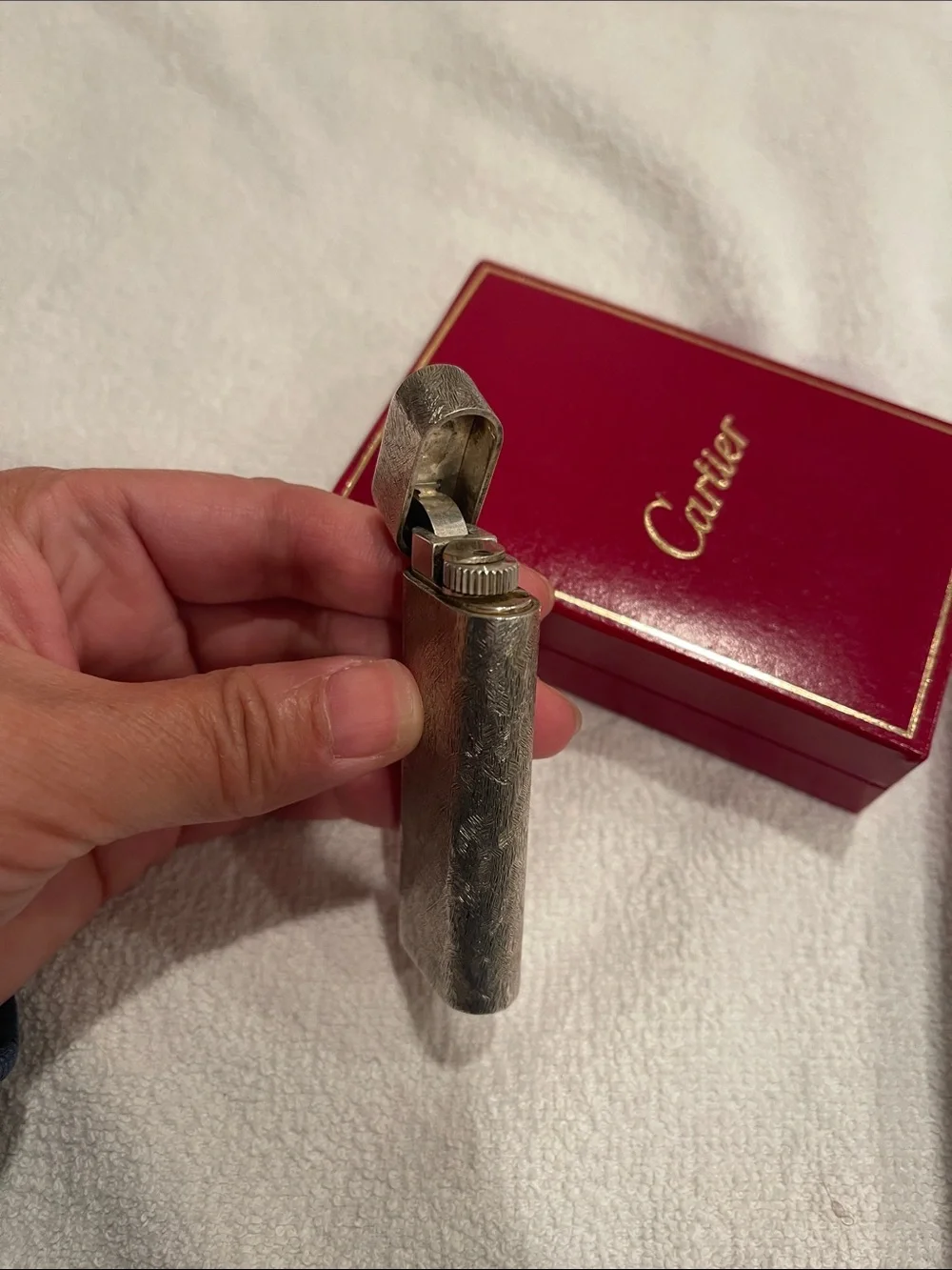 Cartier Silver Lighter in Original Box. Collectible